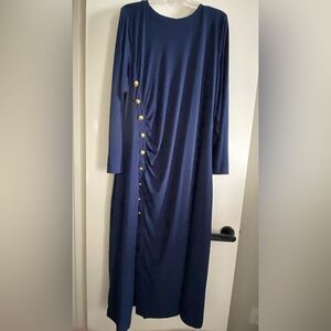 Eloquii Navy Dress with Gold Buttons